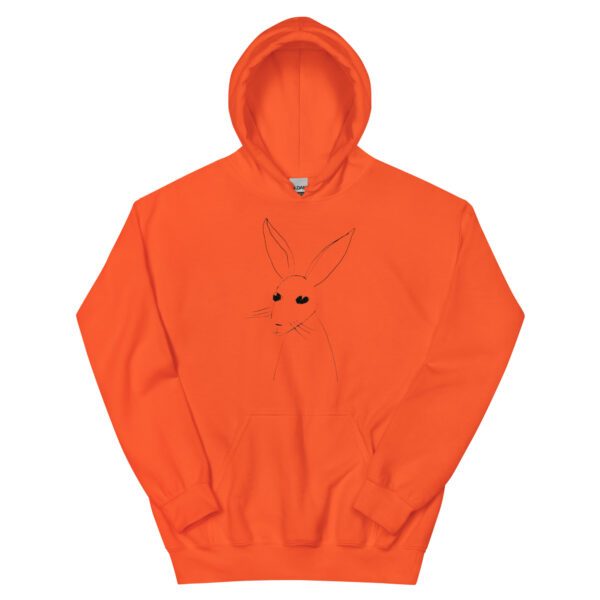 Minimalist Line Art Rabbit Unisex Hoodie with Front Pocket Light Colours - Image 4