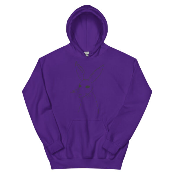 Minimalist Rabbit Line Art Unisex HoodieWith Front Pouch Black Design - Image 5