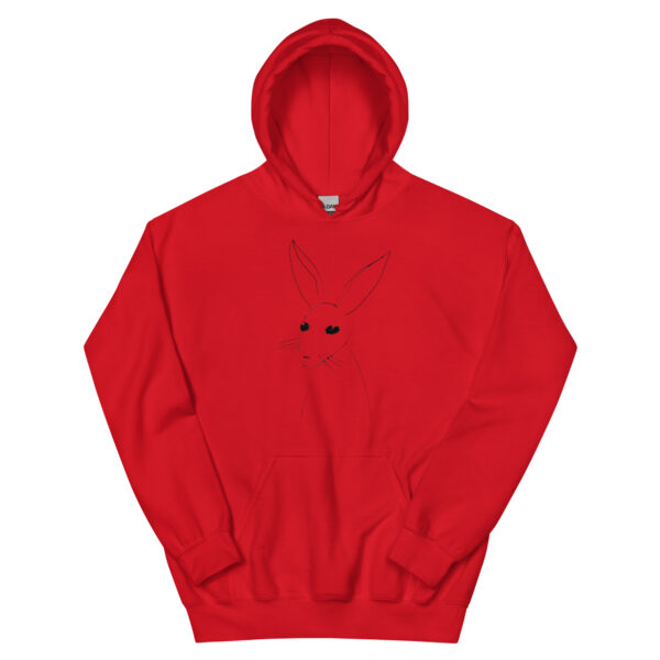Minimalist Line Art Rabbit Unisex Hoodie with Front Pocket Light Colours - Image 9