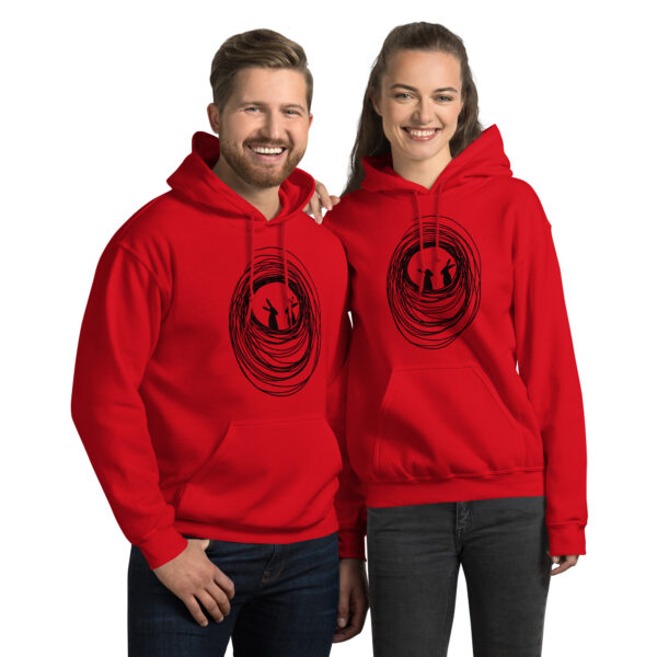 Into the Burrow Unisex Hoodie with Front Pouch Black Print - Image 17