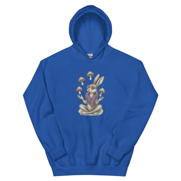 Mystic Mushroom Bunny Hoodie – Surreal Rabbit Guru Graphic Pullover Unisex Hoodie - Image 9