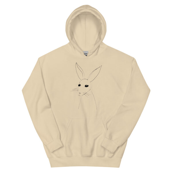 Minimalist Line Art Rabbit Unisex Hoodie with Front Pocket Light Colours