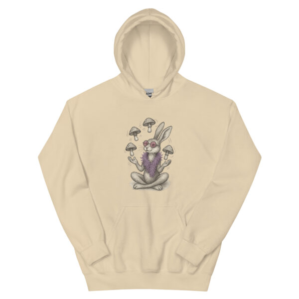 Mystic Mushroom Bunny Hoodie – Surreal Rabbit Guru Graphic Pullover Unisex Hoodie - Image 16