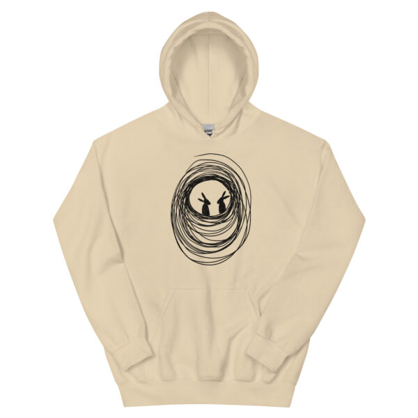 Into the Burrow Unisex Hoodie with Front Pouch Black Print