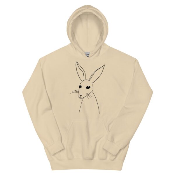 Minimalist Rabbit Line Art Unisex HoodieWith Front Pouch Black Design