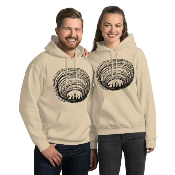 Burrow Buddies Unisex Pullover Hoodie With Front Pouch – Cozy Comfort with a Whimsical Touch Black Print - Image 3