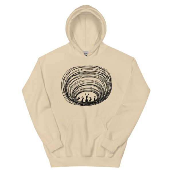 Burrow Buddies Unisex Pullover Hoodie With Front Pouch – Cozy Comfort with a Whimsical Touch Black Print - Image 14