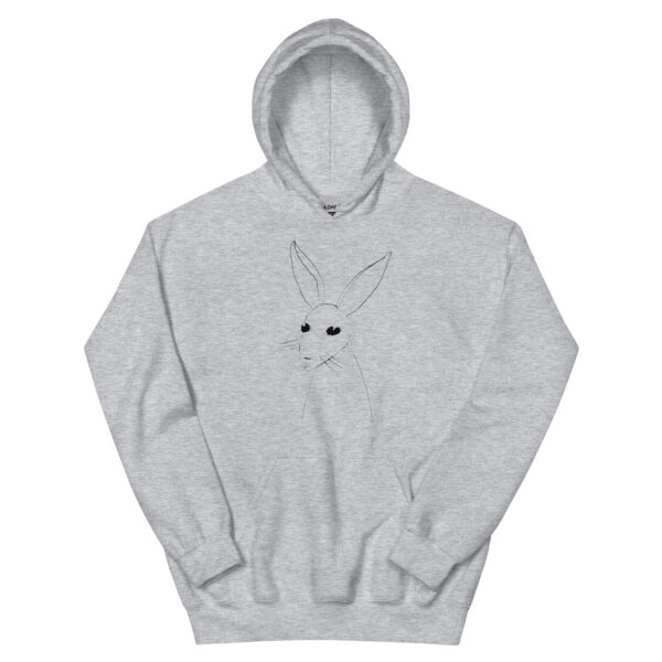 Minimalist Line Art Rabbit Unisex Hoodie with Front Pocket Light Colours - Image 2