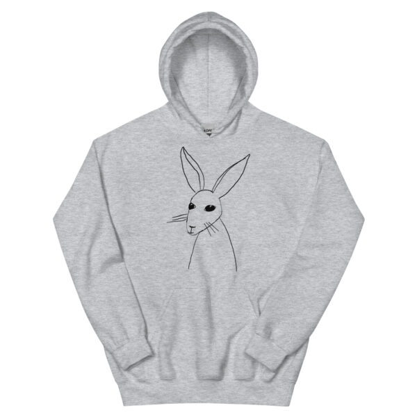 Minimalist Rabbit Line Art Unisex HoodieWith Front Pouch Black Design - Image 12