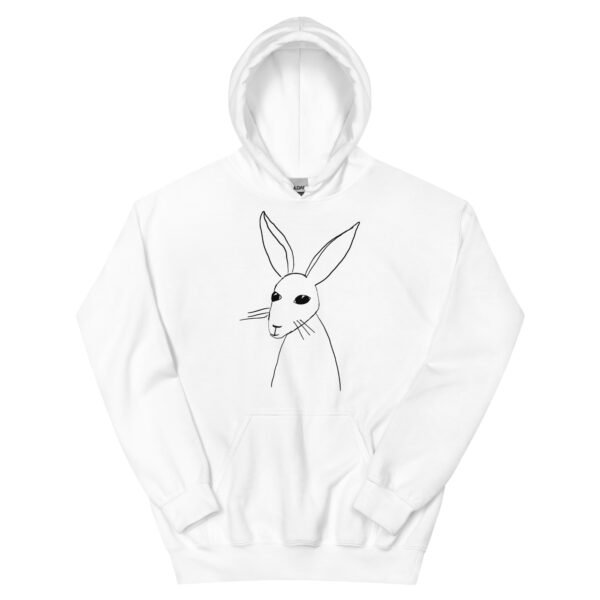 Minimalist Rabbit Line Art Unisex HoodieWith Front Pouch Black Design - Image 16