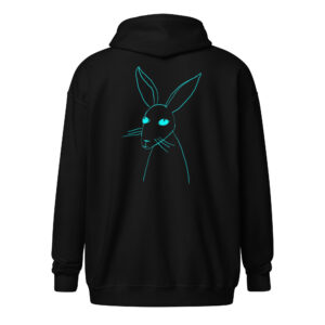 Minimalist Line Art Rabbit Turquoise Print - Unisex Zip Up Hoodie