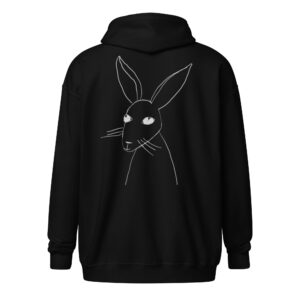 Minimalist Line Art Rabbit Light Grey Print - Unisex heavy blend zip hoodie