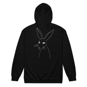 Minimalist Rabbit Line Art Unisex Zip Up Hoodie Grey Design