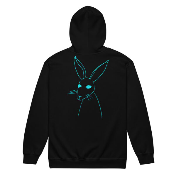 Minimalist Rabbit Line Art Unisex Zip Up Hoodie Turquoise Print