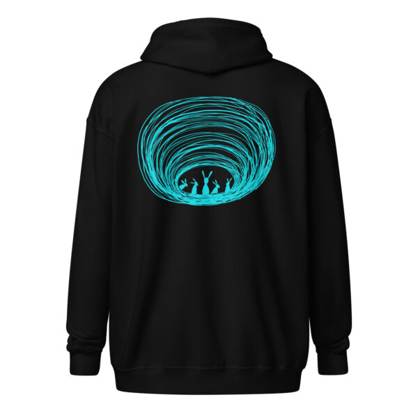 Burrow Buddies Unisex Zip-Up Hoodie – Snuggle Into Style Turquoise Print