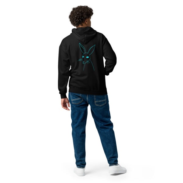 Minimalist Line Art Rabbit Turquoise Print - Unisex Zip Up Hoodie - Image 9