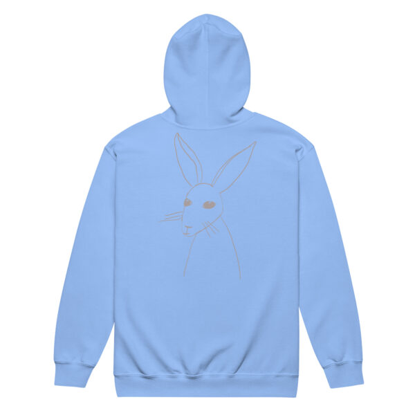 Minimalist Rabbit Line Art Unisex Zip Up Hoodie Grey Design - Image 7