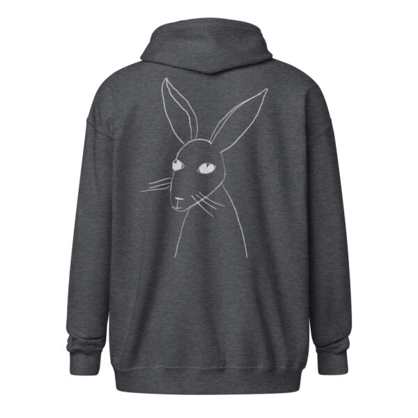 Minimalist Line Art Rabbit Light Grey Print - Unisex heavy blend zip hoodie - Image 6