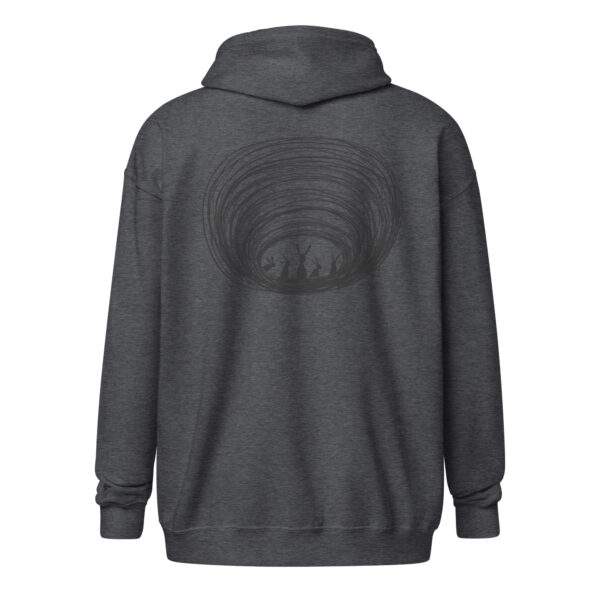 Burrow Buddies Zip-Up Unisex Hoodie Black Print - Image 3