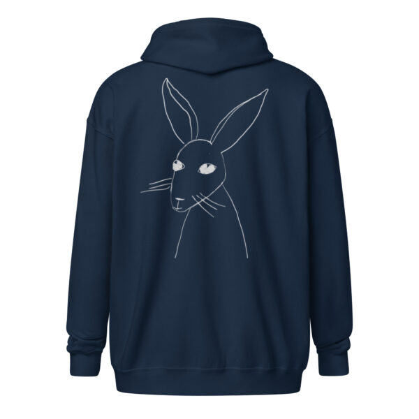 Minimalist Line Art Rabbit Light Grey Print - Unisex heavy blend zip hoodie - Image 5