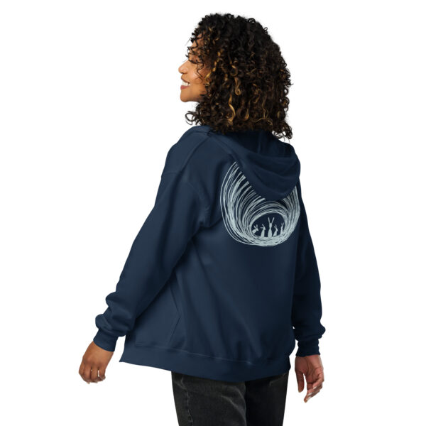 Burrow Buddies Unisex Zip-Up Hoodie – Snuggle Into Style Grey Print - Image 3