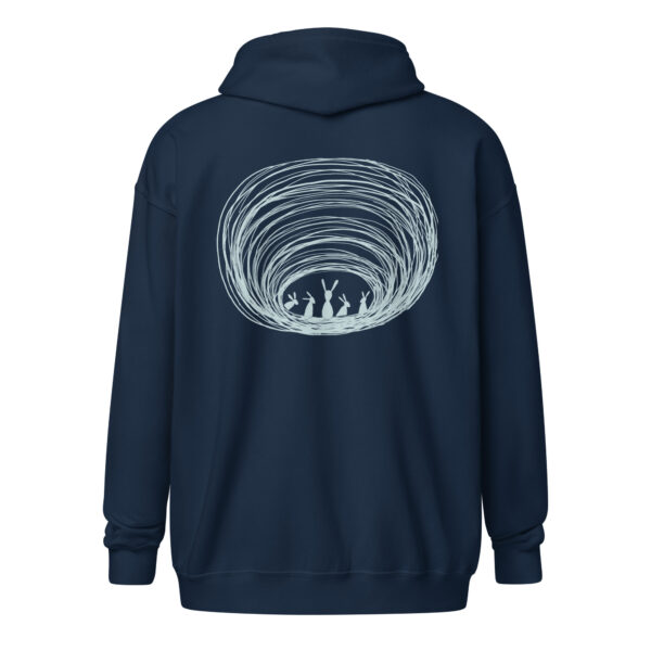 Burrow Buddies Unisex Zip-Up Hoodie – Snuggle Into Style Grey Print - Image 5