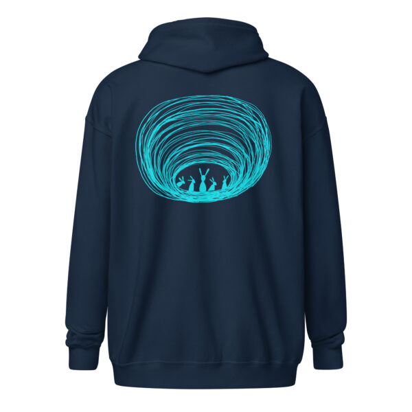Burrow Buddies Unisex Zip-Up Hoodie – Snuggle Into Style Turquoise Print - Image 4