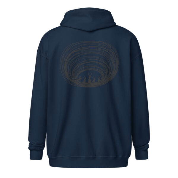 Burrow Buddies Zip-Up Unisex Hoodie Black Print - Image 2
