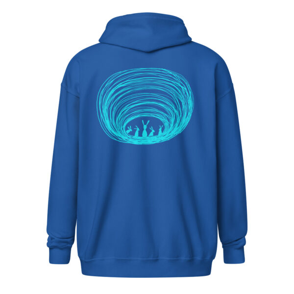 Burrow Buddies Unisex Zip-Up Hoodie – Snuggle Into Style Turquoise Print - Image 6