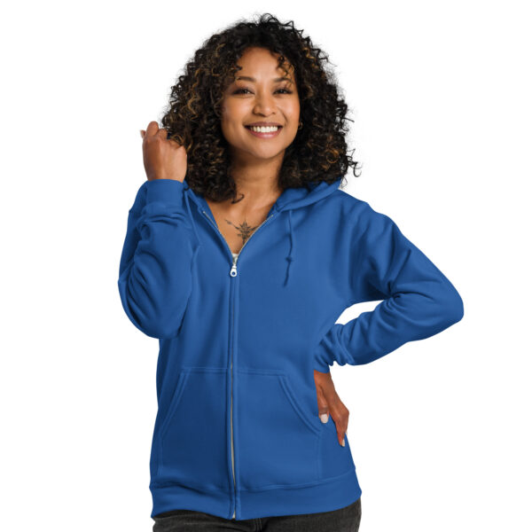 Minimalist Rabbit Line Art Unisex Zip Up Hoodie Grey Design - Image 2