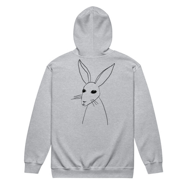 Minimalist Line Drawn Rabbit - Unisex Zip Up Hoodie Black Design