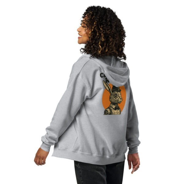 Clockwork Rabbit Unisex Zip-Up Hoodie - Image 4