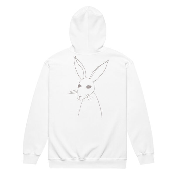 Minimalist Rabbit Line Art Unisex Zip Up Hoodie Grey Design - Image 8