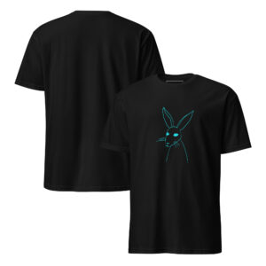 Minimalist Line Drawn Rabbit  - Semi Fitted Unisex T-Shirt Turquoise Print