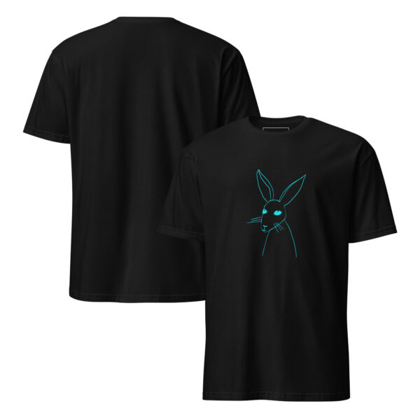 Minimalist Line Drawn Rabbit  - Semi Fitted Unisex T-Shirt Turquoise Print