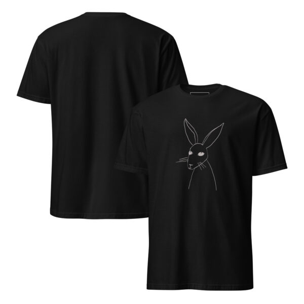 Minimalist Line Drawn Rabbit  - Semi Fitted Unisex T-Shirt Grey Print