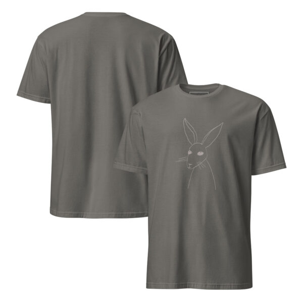 Minimalist Line Drawn Rabbit  - Semi Fitted Unisex T-Shirt Grey Print - Image 5