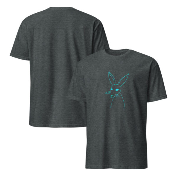 Minimalist Line Drawn Rabbit  - Semi Fitted Unisex T-Shirt Turquoise Print - Image 6