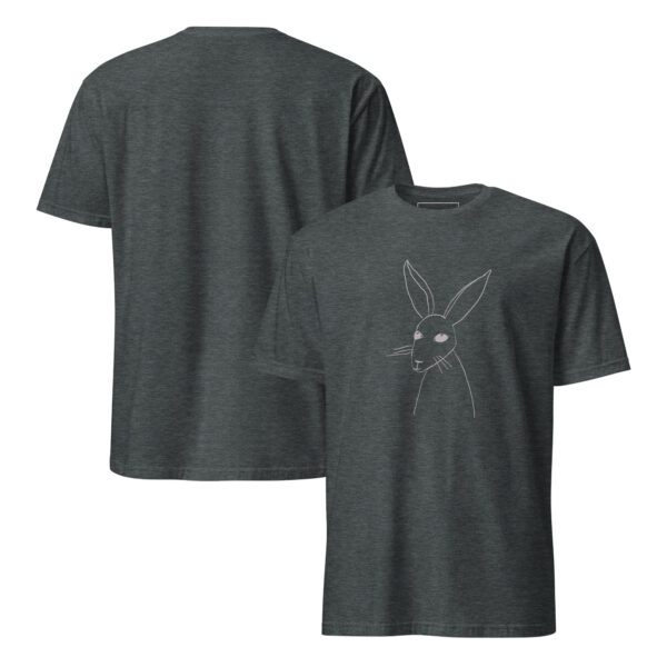 Minimalist Line Drawn Rabbit  - Semi Fitted Unisex T-Shirt Grey Print - Image 11