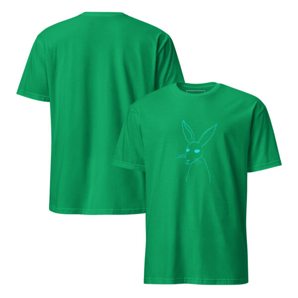 Minimalist Line Drawn Rabbit  - Semi Fitted Unisex T-Shirt Turquoise Print - Image 12