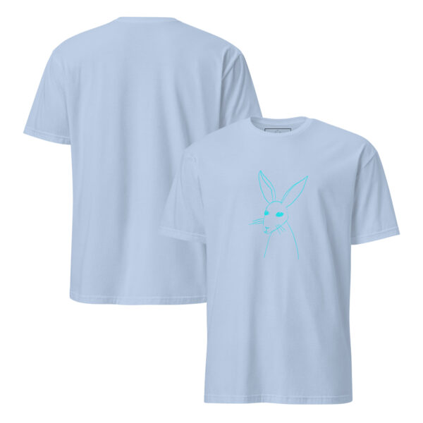 Minimalist Line Drawn Rabbit  - Semi Fitted Unisex T-Shirt Turquoise Print - Image 15