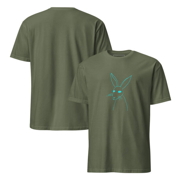 Minimalist Line Drawn Rabbit  - Semi Fitted Unisex T-Shirt Turquoise Print - Image 9