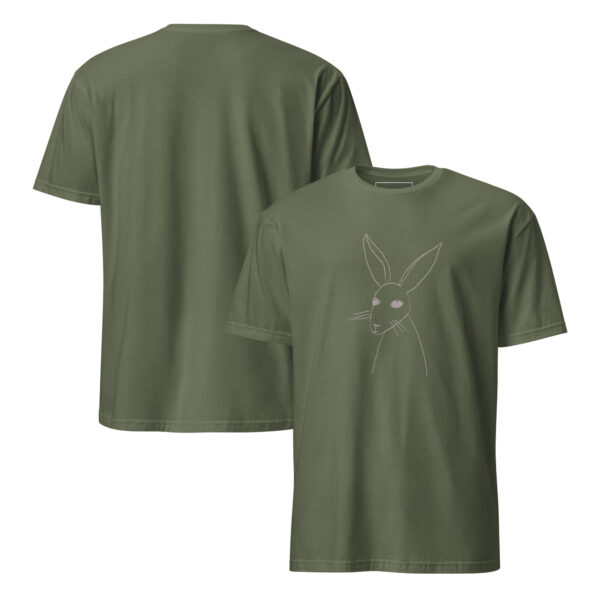 Minimalist Line Drawn Rabbit  - Semi Fitted Unisex T-Shirt Grey Print - Image 6