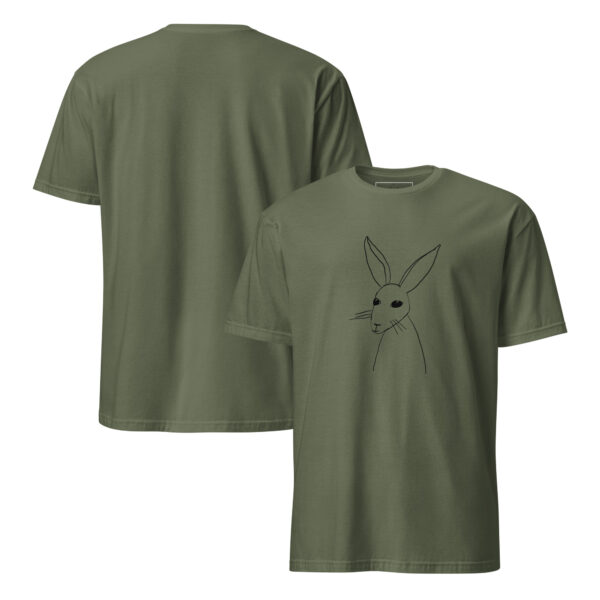 Minimalist Line Drawn Rabbit  - Semi Fitted Unisex T-Shirt Black Design - Image 5