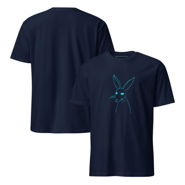 Minimalist Line Drawn Rabbit  - Semi Fitted Unisex T-Shirt Turquoise Print - Image 4