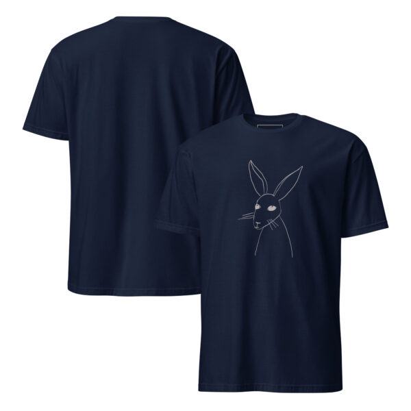 Minimalist Line Drawn Rabbit  - Semi Fitted Unisex T-Shirt Grey Print - Image 13