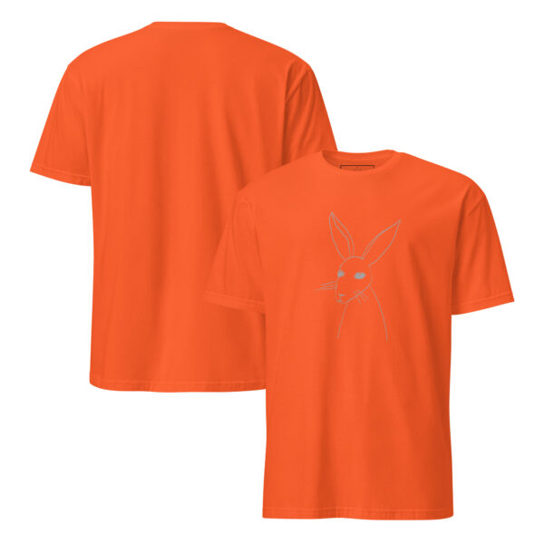 Minimalist Line Drawn Rabbit  - Semi Fitted Unisex T-Shirt Grey Print - Image 4