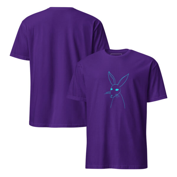 Minimalist Line Drawn Rabbit  - Semi Fitted Unisex T-Shirt Turquoise Print - Image 5