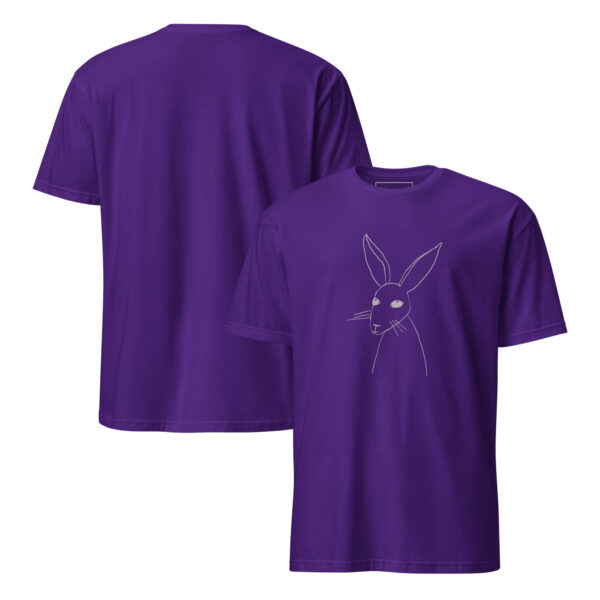 Minimalist Line Drawn Rabbit  - Semi Fitted Unisex T-Shirt Grey Print - Image 12