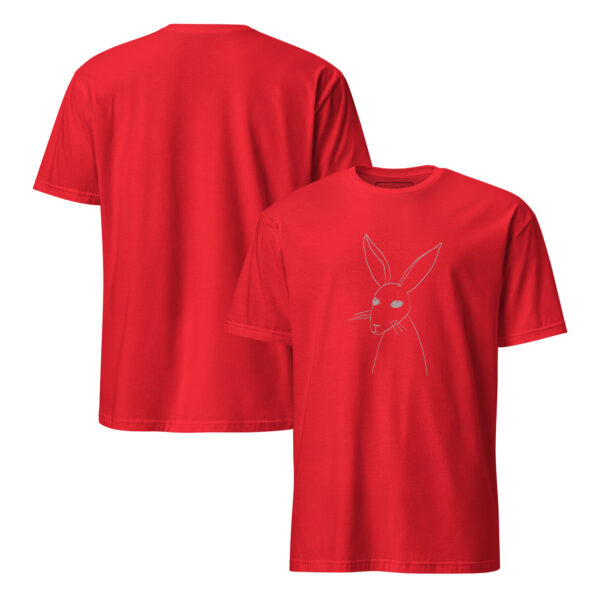 Minimalist Line Drawn Rabbit  - Semi Fitted Unisex T-Shirt Grey Print - Image 10